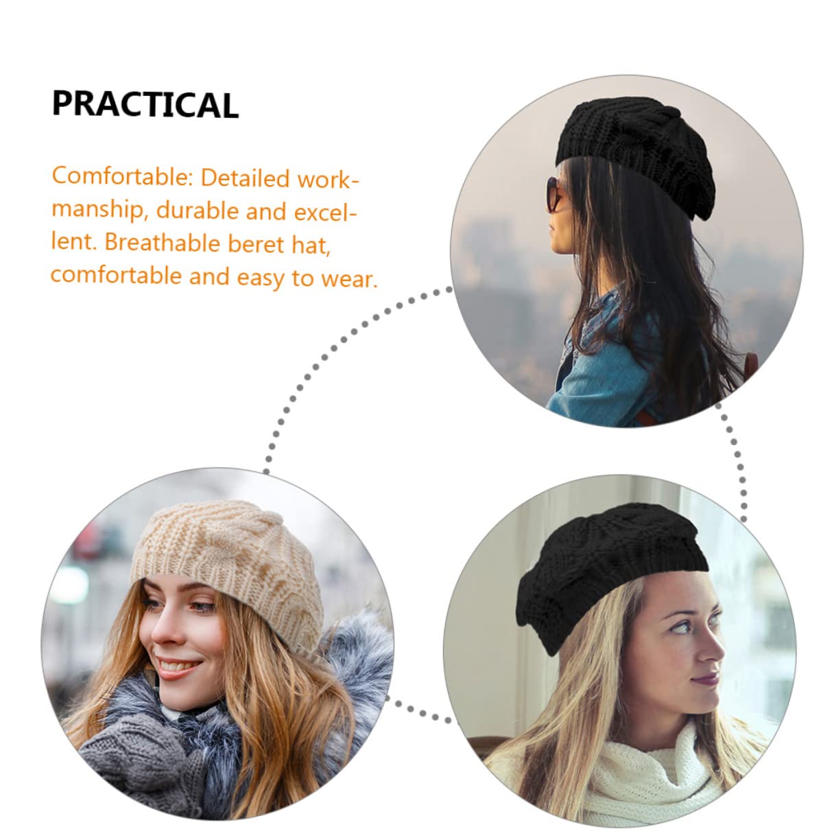 VANZACK 2pcs Women French Style Knitted Beret Hats Breathable Outdoor Sun Hat for Festival Vacation Travel