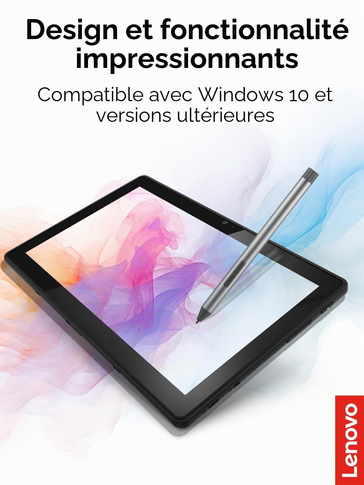 Lenovo Digital Pen 2 (Ordinateur Portable) – Réponse Ultra-Tactile – 4 096 Niveaux de Pression – Pointe du Stylo élastomètre Sensation Naturelle – Autonomie prolongée – Argenté/Gris