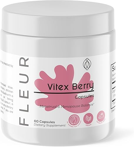 FLEUR Vitex Capsules, Vitex Chasteberry para el equilibrio hormonal para mujeres, el suplemento PCOS ayuda a mantener el nivel de progesterona para