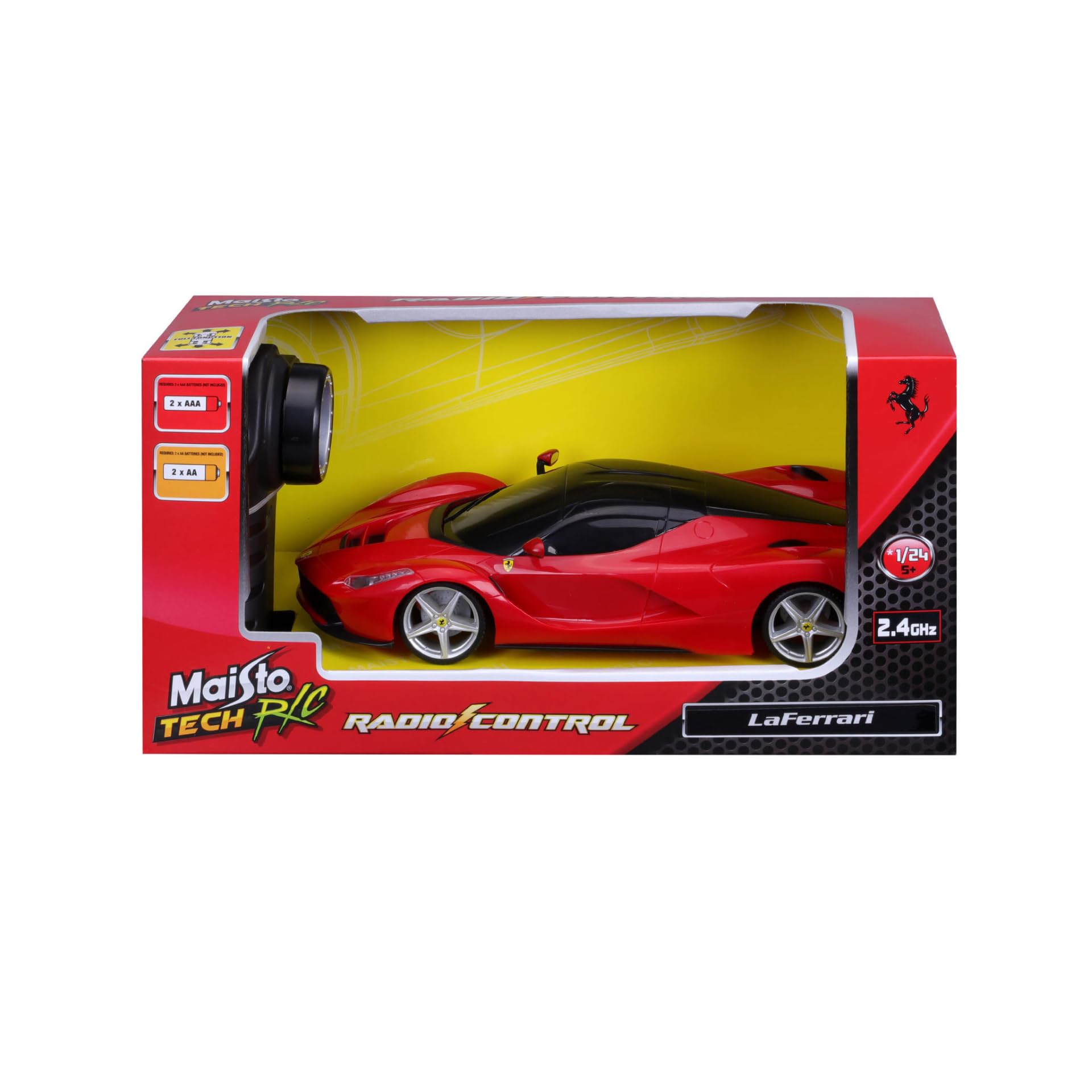 Maisto Tech LaFerrari RC Car, Red, Radio Control, 1:24 Scale, 2.4GHz Remote Control Sports Car Model, Ages 5+