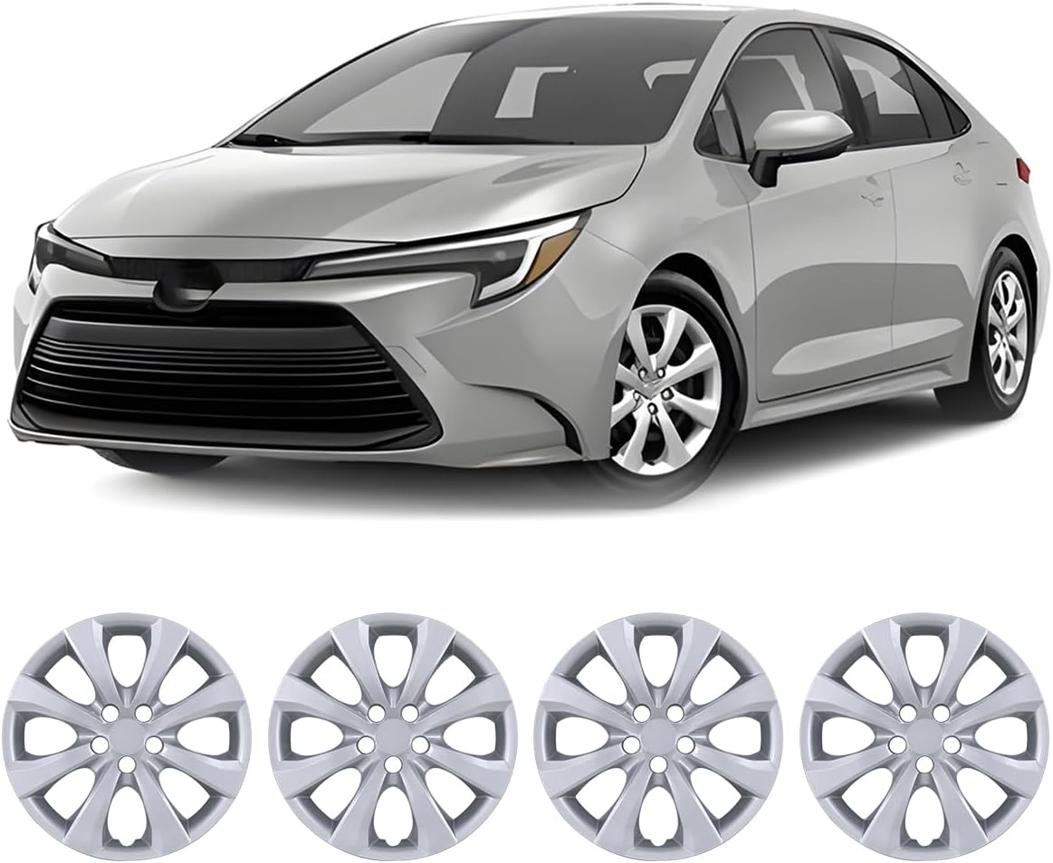 AUTOWIKI 16" Hubcaps Wheel Covers Fits for Toyota Corolla 2009-2024 – Set of 4 Corrosion-Free & Sturdy Hubcap Replacement 09-24 Corolla, for 09-14 Matrix; Silver