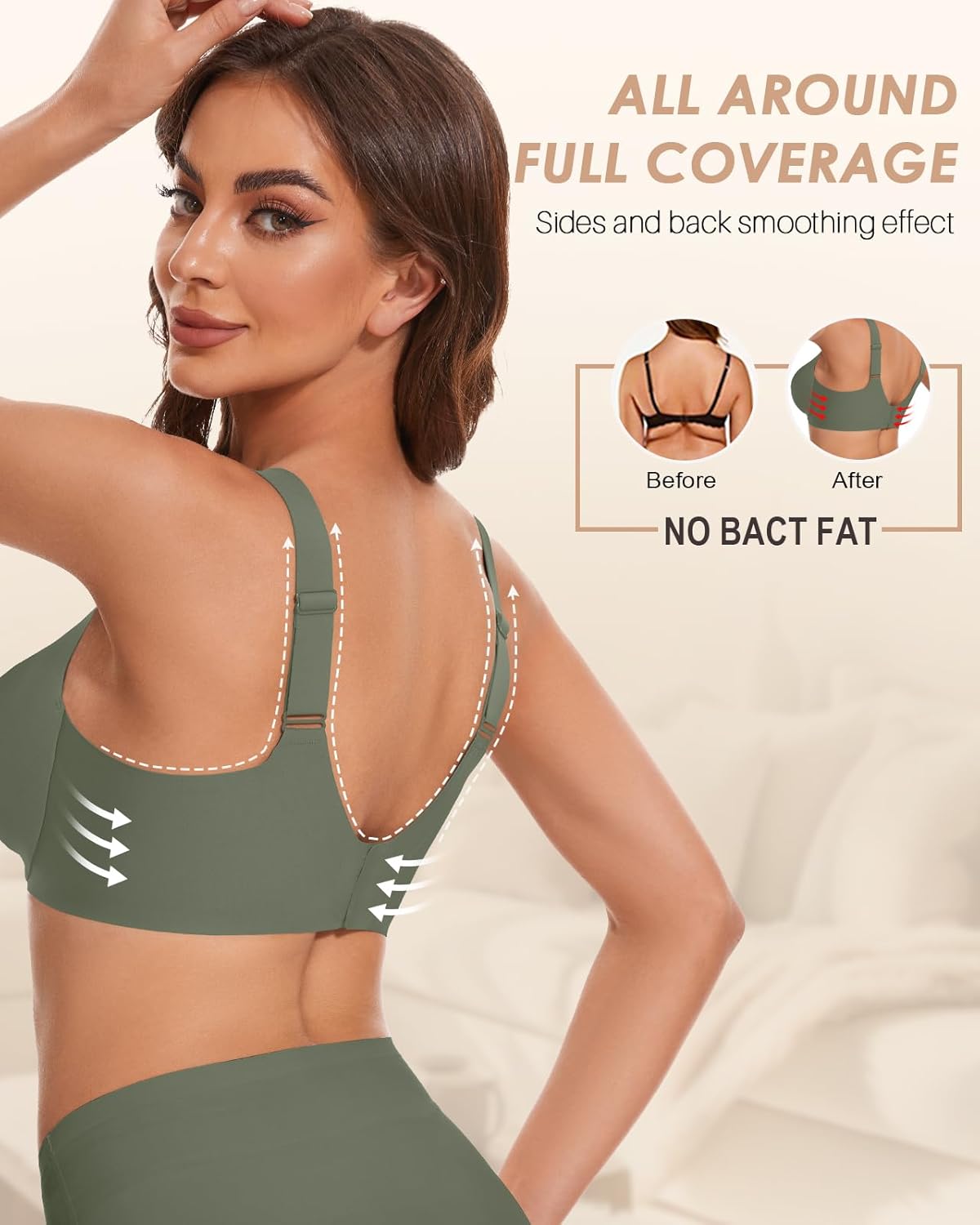Padded Push Up Bra Comfortable Wireless Bra for Women No Underwire Full Coverage Seamless Bra with Support T Shirt Bra - Image 4