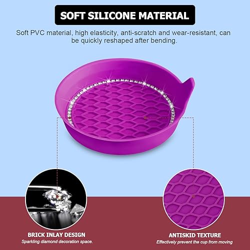 Miniatura 3 de Portavasos para automóvil, paquete de 4 posavasos universales con diamantes de imitación de cristal, tapete de silicona antideslizante a prueba de