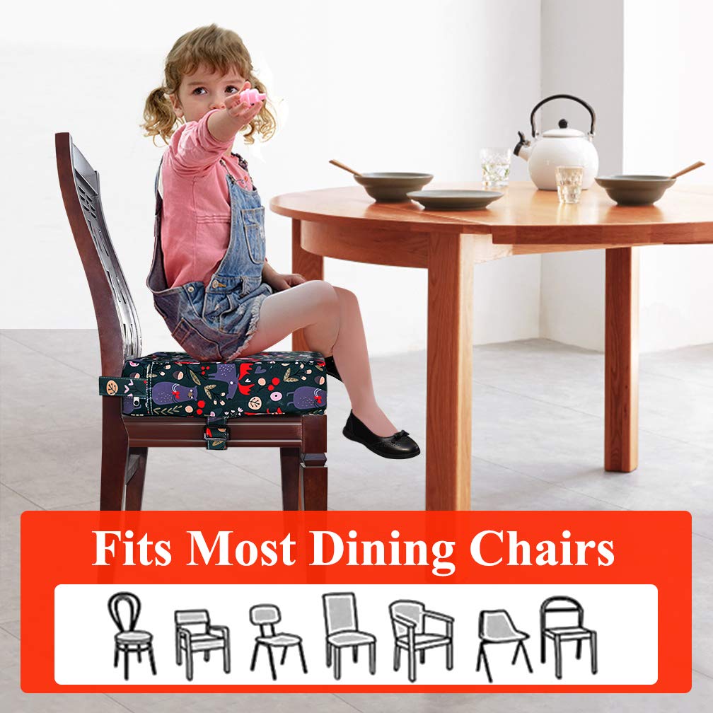 Dining Chair Heightening Cushion Portable Dismountable Adjustable Highchair Booster for Baby Toddler Kids Infant Washable Thick Chair Seat Pad Mat (Forest Animal)