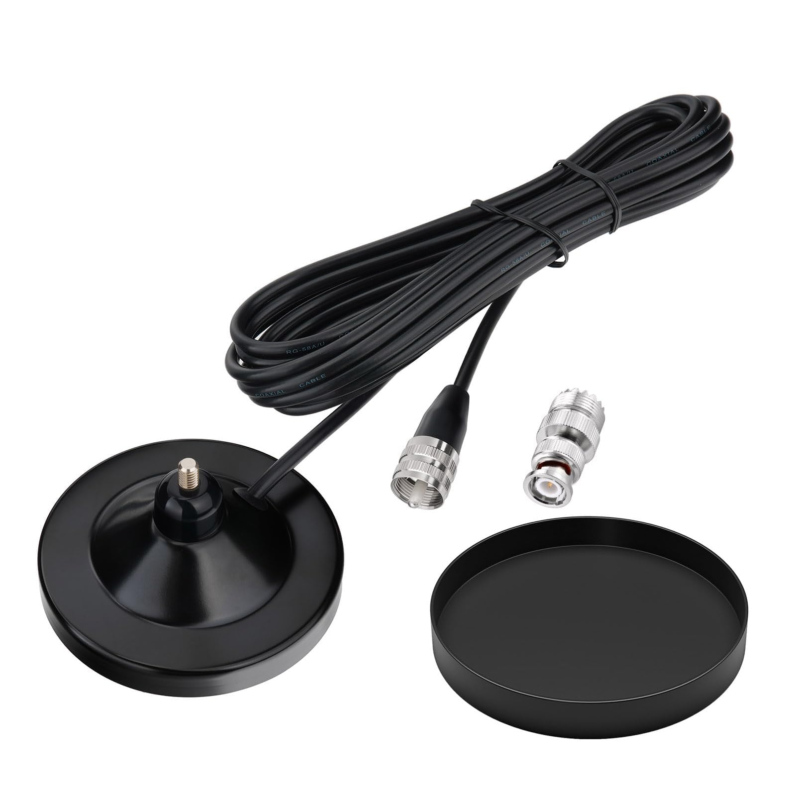 Bingfu Antenne CB Veicolare 27 MHz Flexible Mâle UHF PL259 et BNC 2.5 dBi | Base Magnétique, Câble RG58 3 m, pour Radio CiBi Mobile, Camion Camping Car SUV, Cobra Midland Uniden Maxon President