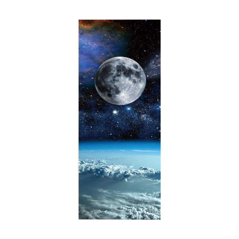 Sticker porte 3D effet trompe l'œil panoramique - Poster galaxie mural 83x204