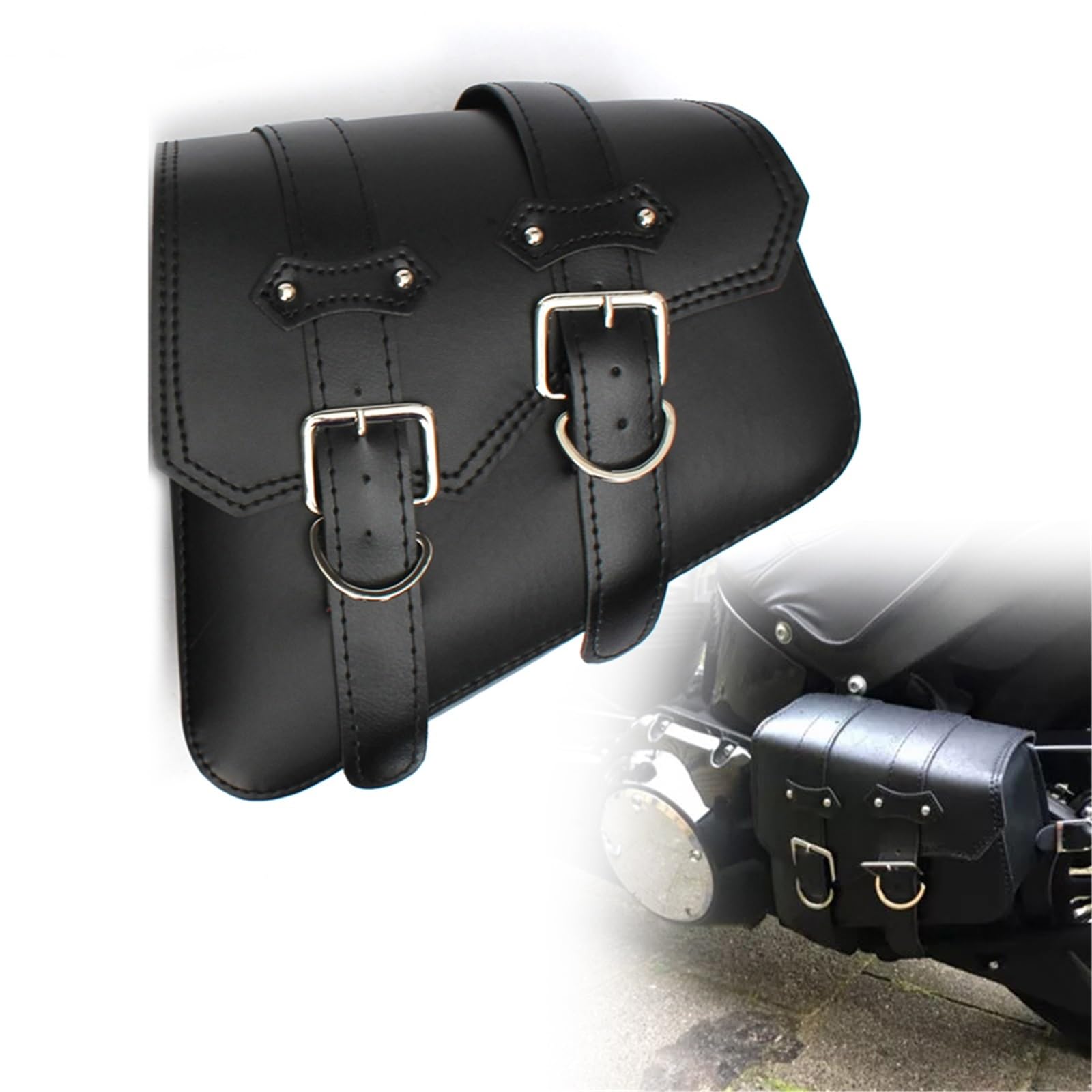 Sacoches latérales de moto en PU noir pour Kawasaki Vulcan W800 et routières