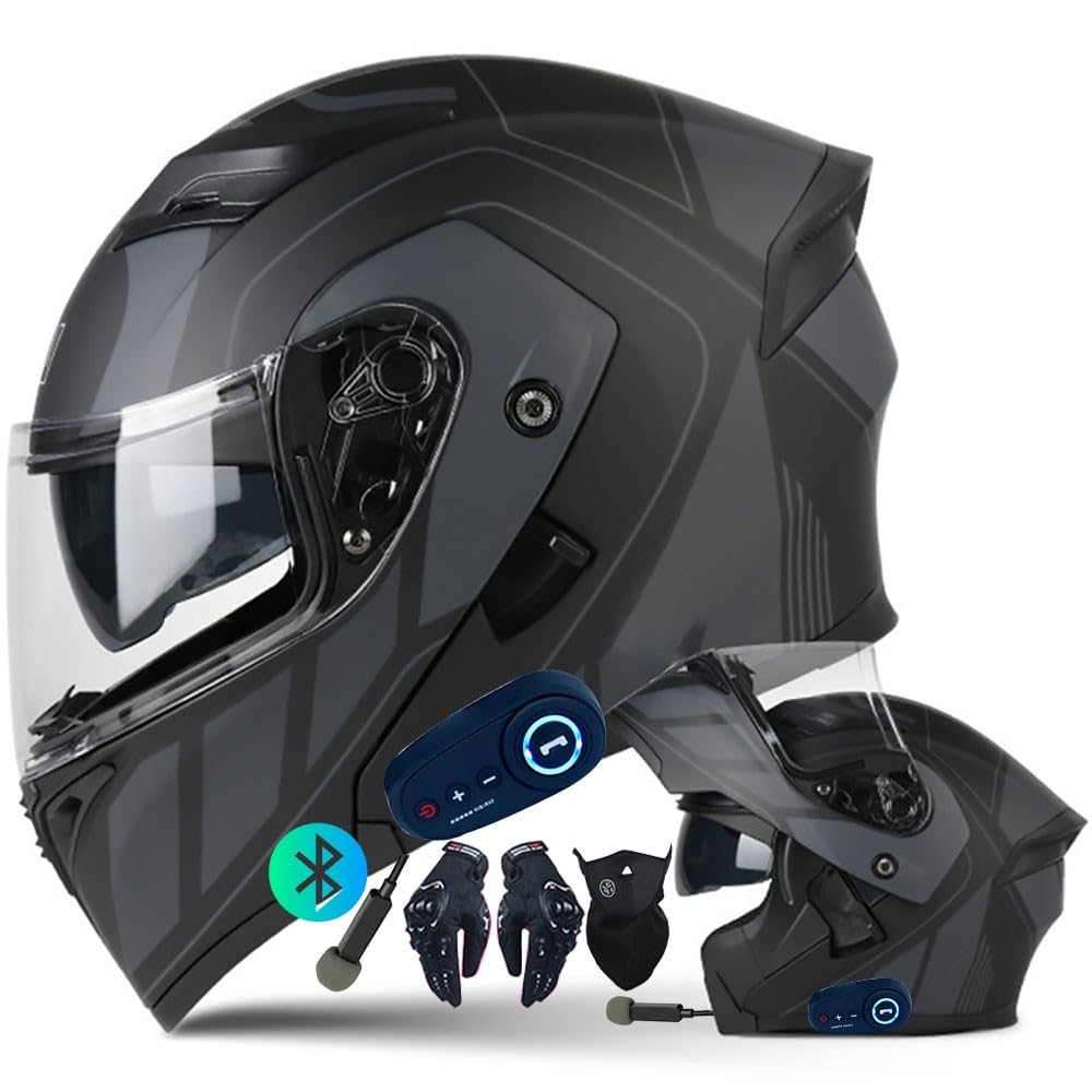 Byroads Men's H Bluetoot Integrated Modular Motorcycle Elmet Flip Up Front Motorcycle Elmet Ece Approved Lightweight Motorbike Scooter Street Bike Cras Motorcross Elmets For Wo M~Xxl