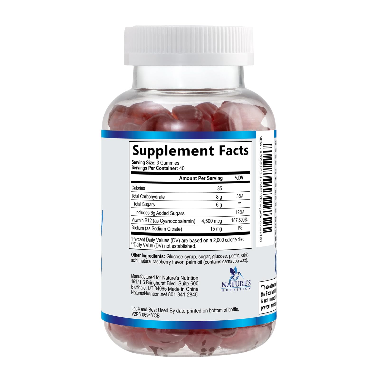 Vitamin B12 Energy Gummies - 4500 mcg Extra Strength Chewable B12 Supplement - Potent Energy, Metabolism & Immune Support - For Women, Men & Kids - Natural, Vegan & Berry Flavored - 120 Gummies — Amazon image 9