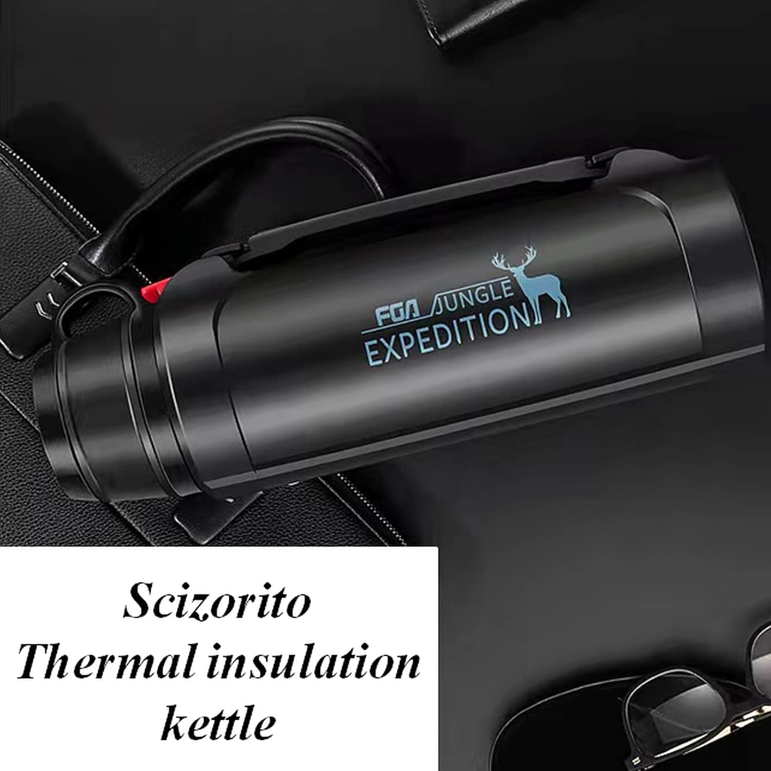 Scizorito Stainless Steel Vacuum Bottle, Hot & Cold Beverage Portable Insulated Kettle, Car Portable Travel Coffee Mug with Leak-proof Built-in Lid, Suit for Home, Gift, Outdoor Sport (64.2 oz) - Image 4