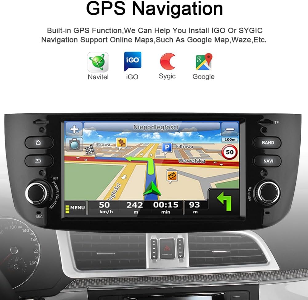 for Fiat Grande Punto Radio 7" IPS Touchscreen with Carplay Android auto, GPS Navigation SWC and Free Rear Camera
