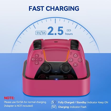 LVFAN Dual Controller Charger Station for PS5 Controllers