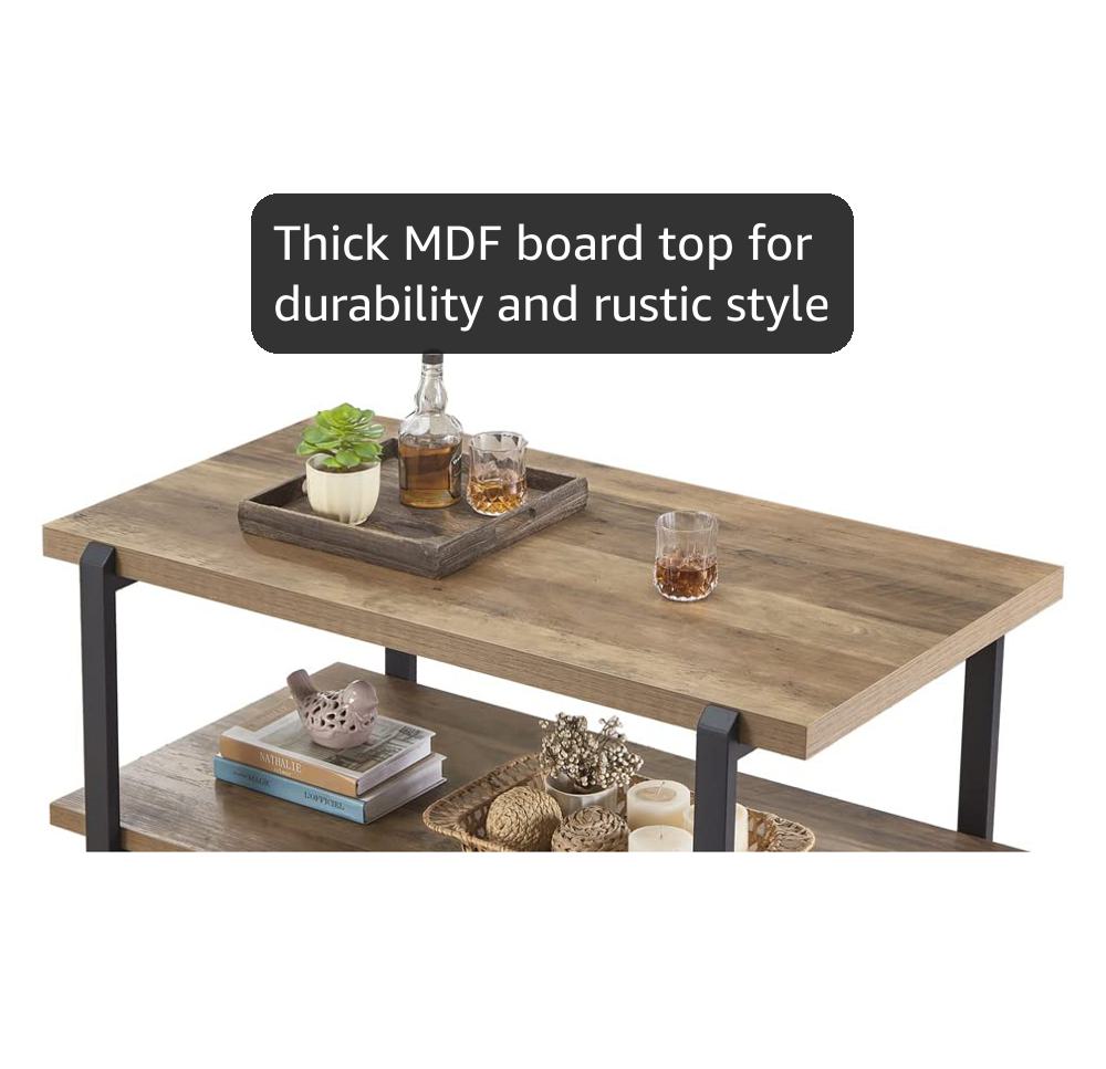 Amazon.com: FOLUBAN Industrial Coffee Table with Shelf, Wood and