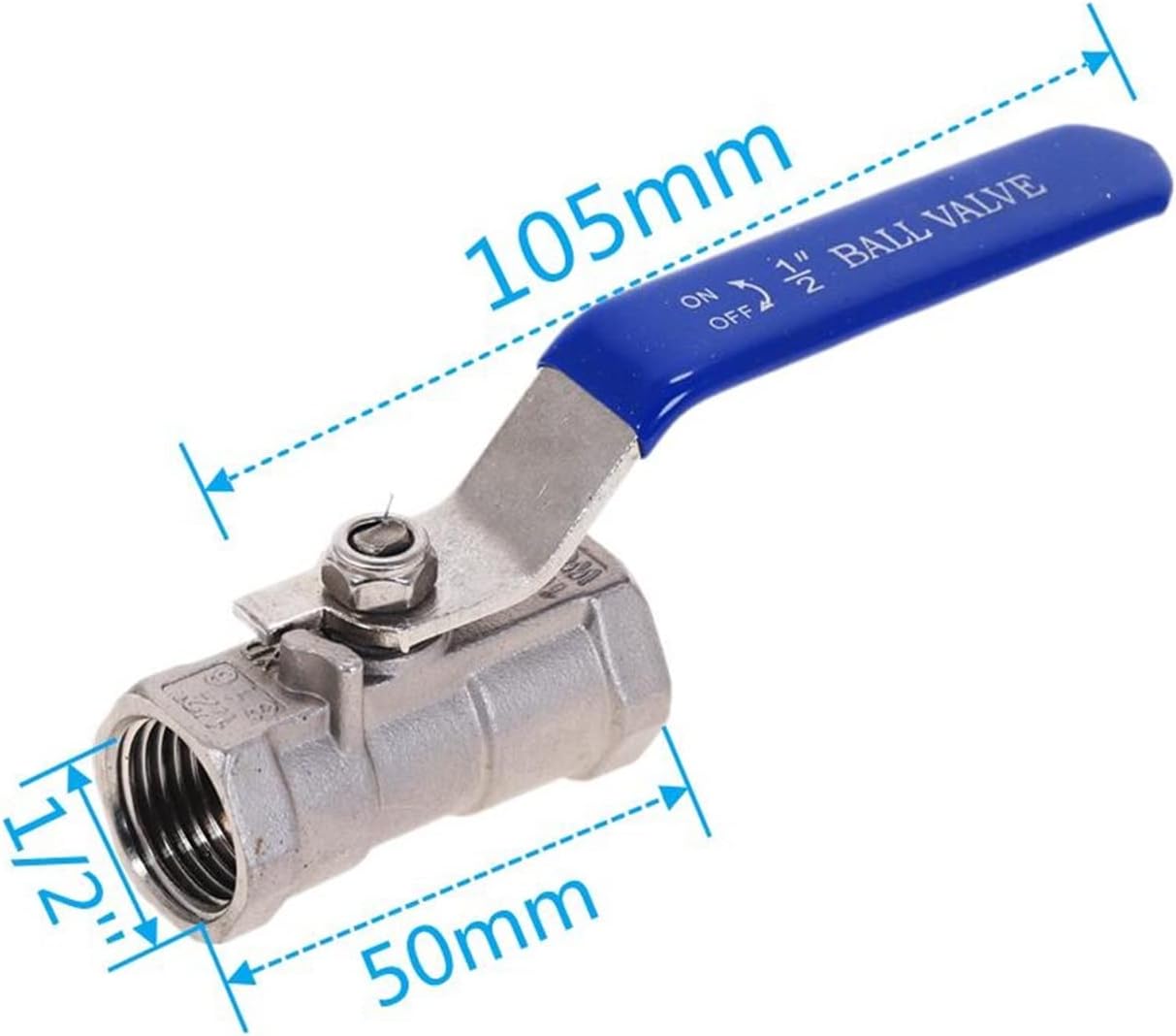 Valve Stainless Steel SS304 Pipe Ball Valve Female Threaded 1/4" 3/8" 3/4" 1" 1-1/4" 1-1/2" Sanitary ON-Off Ball Valve Straight(0.25 Inch)