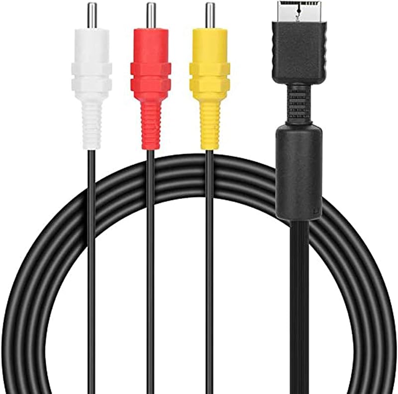 Cable PS2 AV, cable de audio y vídeo para PS2 PS1 PS3, audio y vídeo compuesto AV a RCA, cable de TV compatible con PlayStation 1/2/3 (8.2 pies)