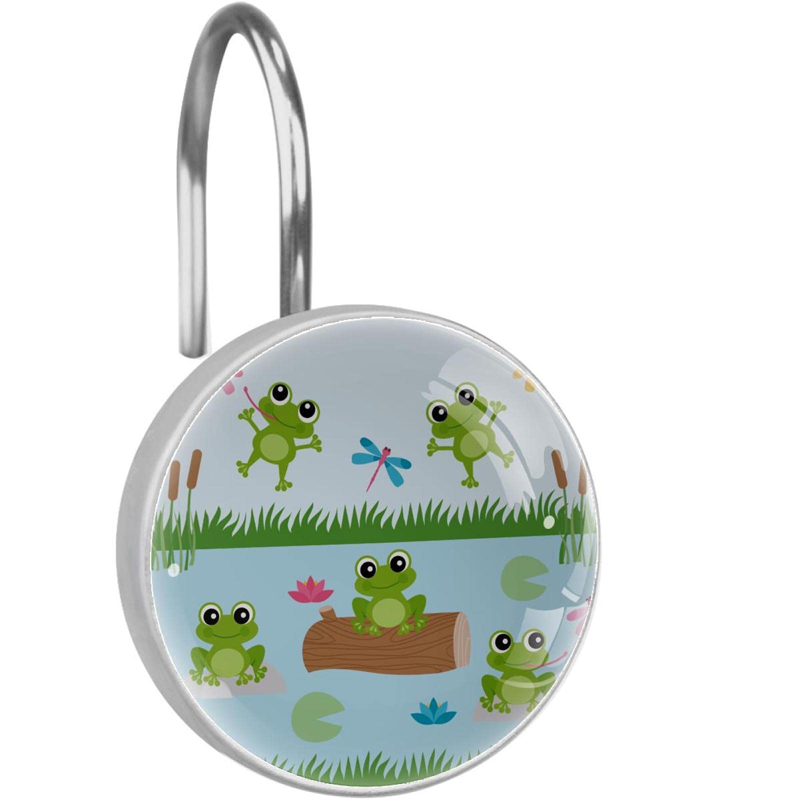 Crochets de rideau de douche grenouille en acier inoxydable anti-rouille x12