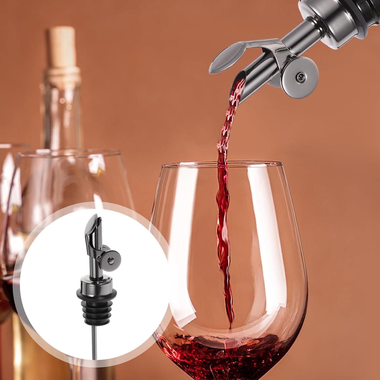 Drip-Free Auto Wine Pourer Rustproof Steel Spout With Fit For Kitchen & Pub Bottles Bottles Pourer With Auto Lid