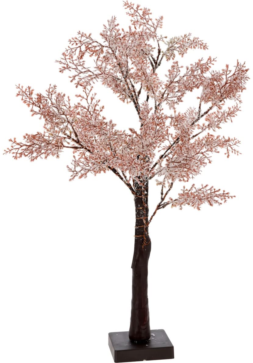 60cm Tall LED Light Up Christmas Tree - Warm White Fairy Lights, Frosted Branches, Battery Operated, Table Top Festive Xmas Decoration for Home, Office & Holiday Display