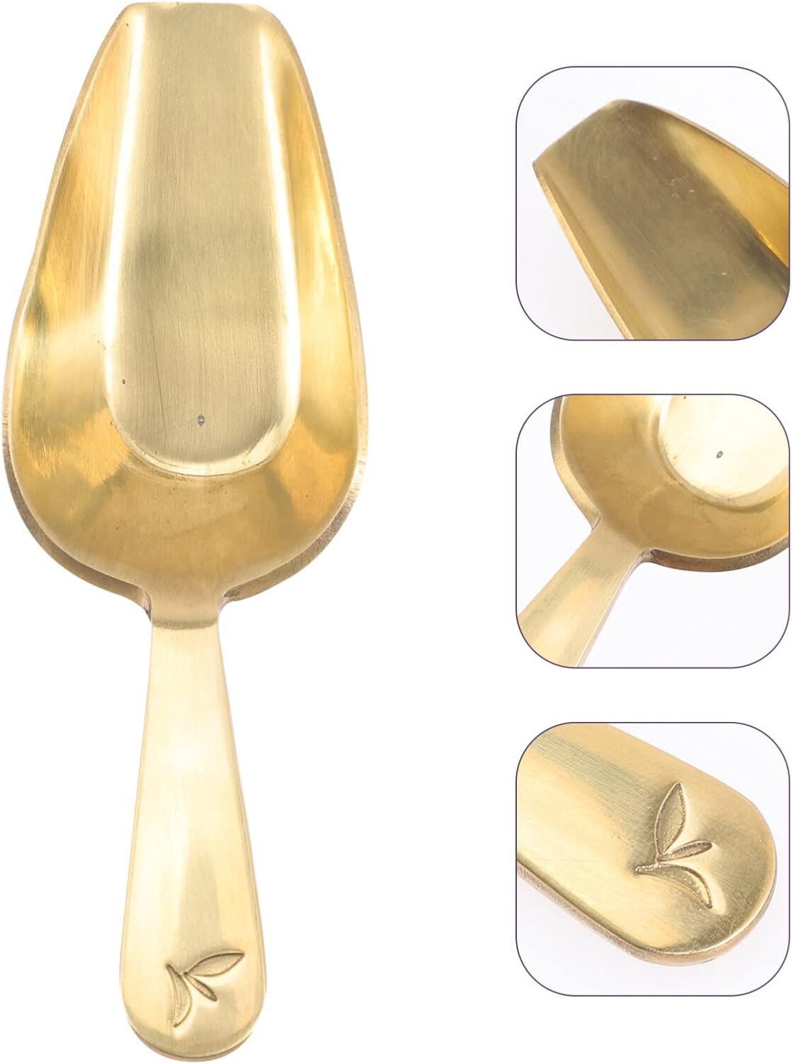 Kitchen Coffee Bean Scoop Practical Brass Loose Tea Spoon for, Tea Scoop, Washing Powder Spoon, Simple Leaves