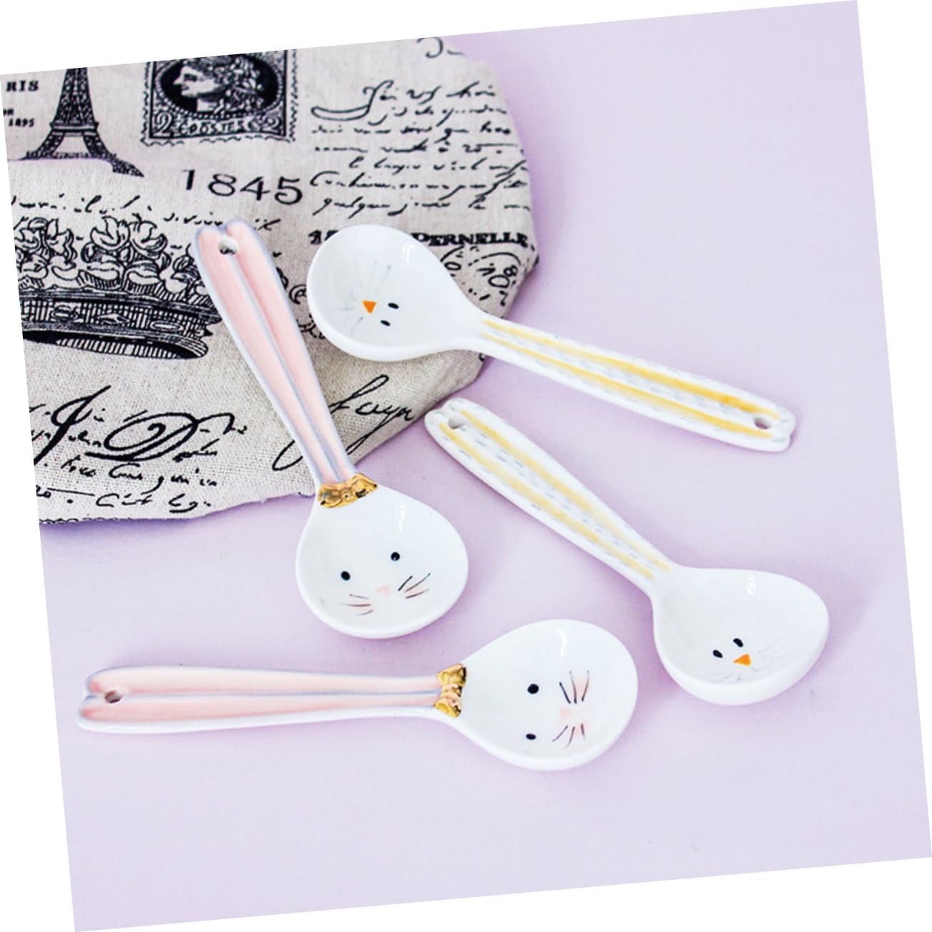 Alipis 4stücke Cartoon Keramik Löffel Ergonomische Frühstücks Und Suppenlöffel Gesundes Sicheres Design Für Kaffee Und Desserts Farbenfrohe Dekoration Für Jede Küche