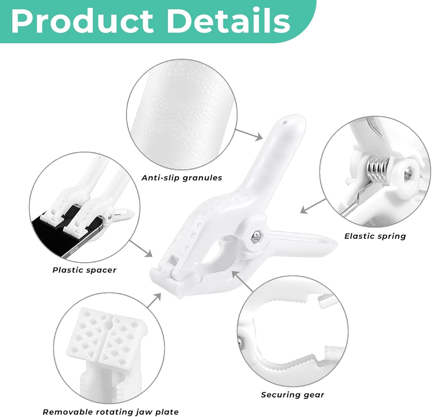 Rosellas 10 Pack 4" Balloon Arch Clips, Plastic Spring Clamps Heavy Duty, Backdrop Clips for Valentine's Day Balloon Arch, Tablecloth Clip, Backdrop Stand, Wedding Photography Studio Decoration