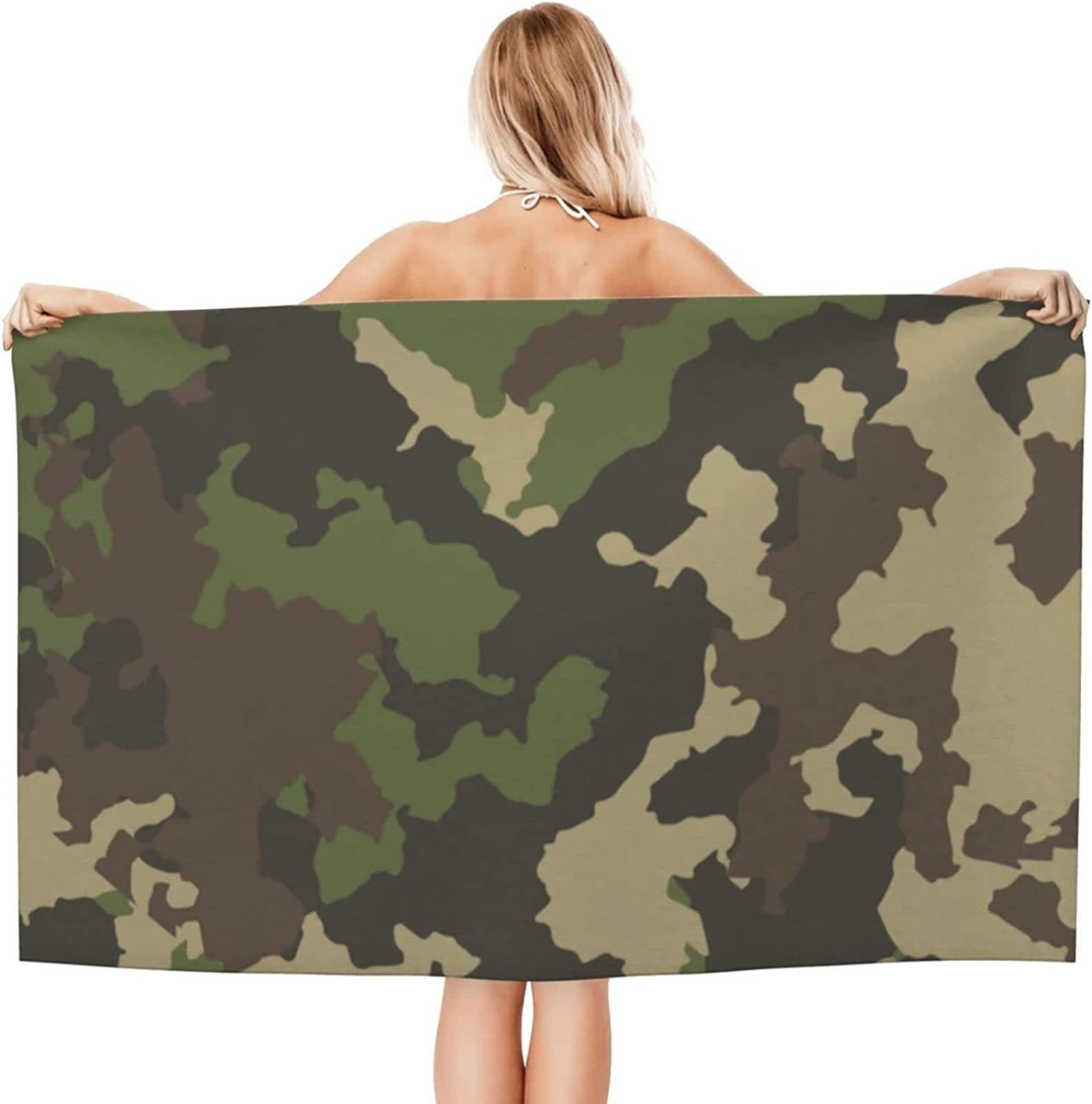 KATATI Camuffare Telo Mare Grande, Microfibra Asciugamano da Spiaggia, Teli Mare Camuffare, Asciugatura Rapida Antisabbia Adulti Teli Mare per Nuoto Campeggio 3D Telo Mare 150x200 cm