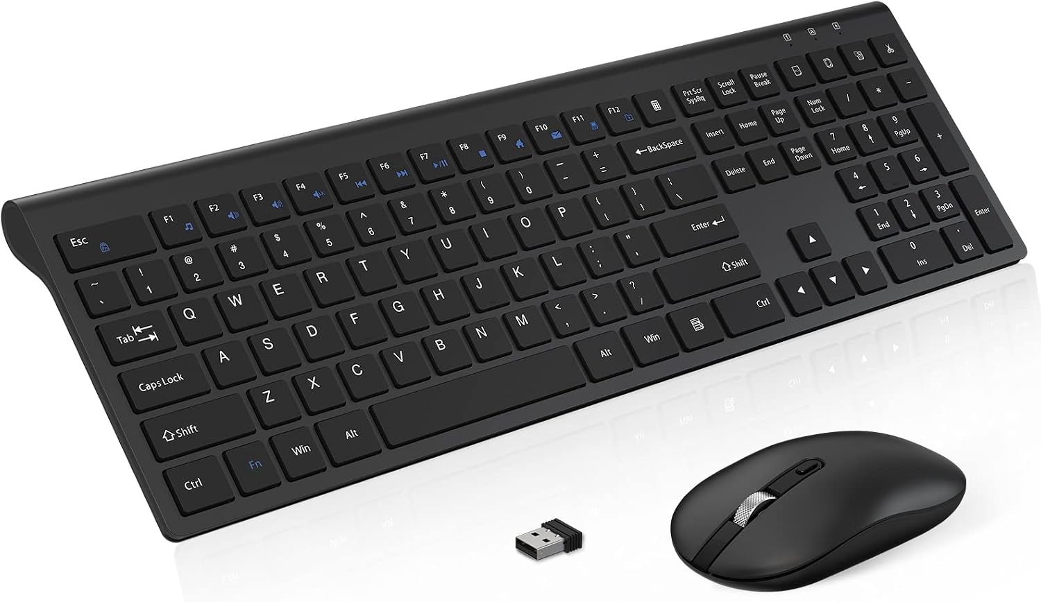cimetech Wireless Keyboard and Mouse Combo, Full Size Silent Ergonomic Scissor Switch Keyboard and Optical Mouse Set, 2.4G Lag-Free Cordless Keyboard Mice for Computer, Mac, Laptop, PC, Windows -Black