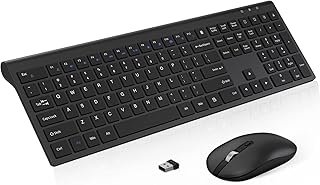 Wireless Keyboard Mouse Combo, cimetech 2.4G Full-Sized Computer Keyboard and 3 Level DPI Adjustable Cordless USB Mouse for Computer/Laptop/PC/Windows-（Black）