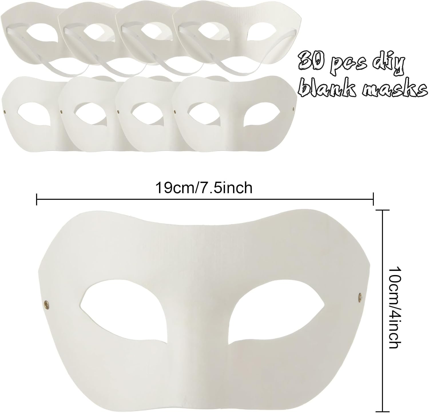 Acrux7 30 Pack Blank Craft Masks, Half Face White Paper Mask, Paintable Masquerade Masks for Halloween Mardi Gras Carnival Cosplay Dance Party - Image 2