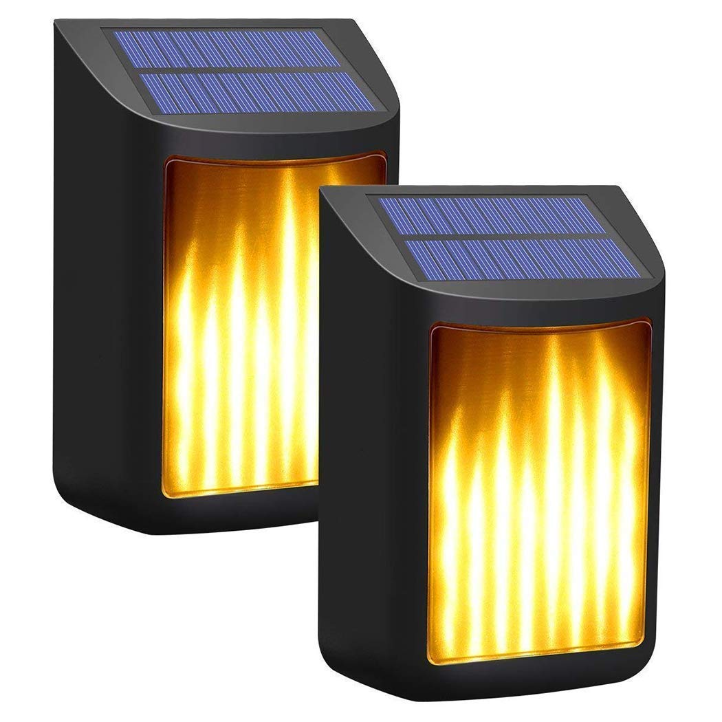 Luz de Llama Solar Recargable por USB, Luces solares LED de Baile Intermitentes, lámpara de Pared de jardín con Encendido/Apagado del Atardecer al Amanecer, luz Exterior Impermeable IP65 para