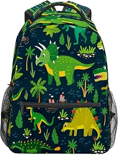 Mochila escolar para meninos e meninas mochila verde dinossauros estegossauro deixar árvore estudante bolsa livro de ombro menino menina leve durável médio ensino médio bolsa de viagem mochila mochila de acampamento, Multicolorido, One Size, Clássico