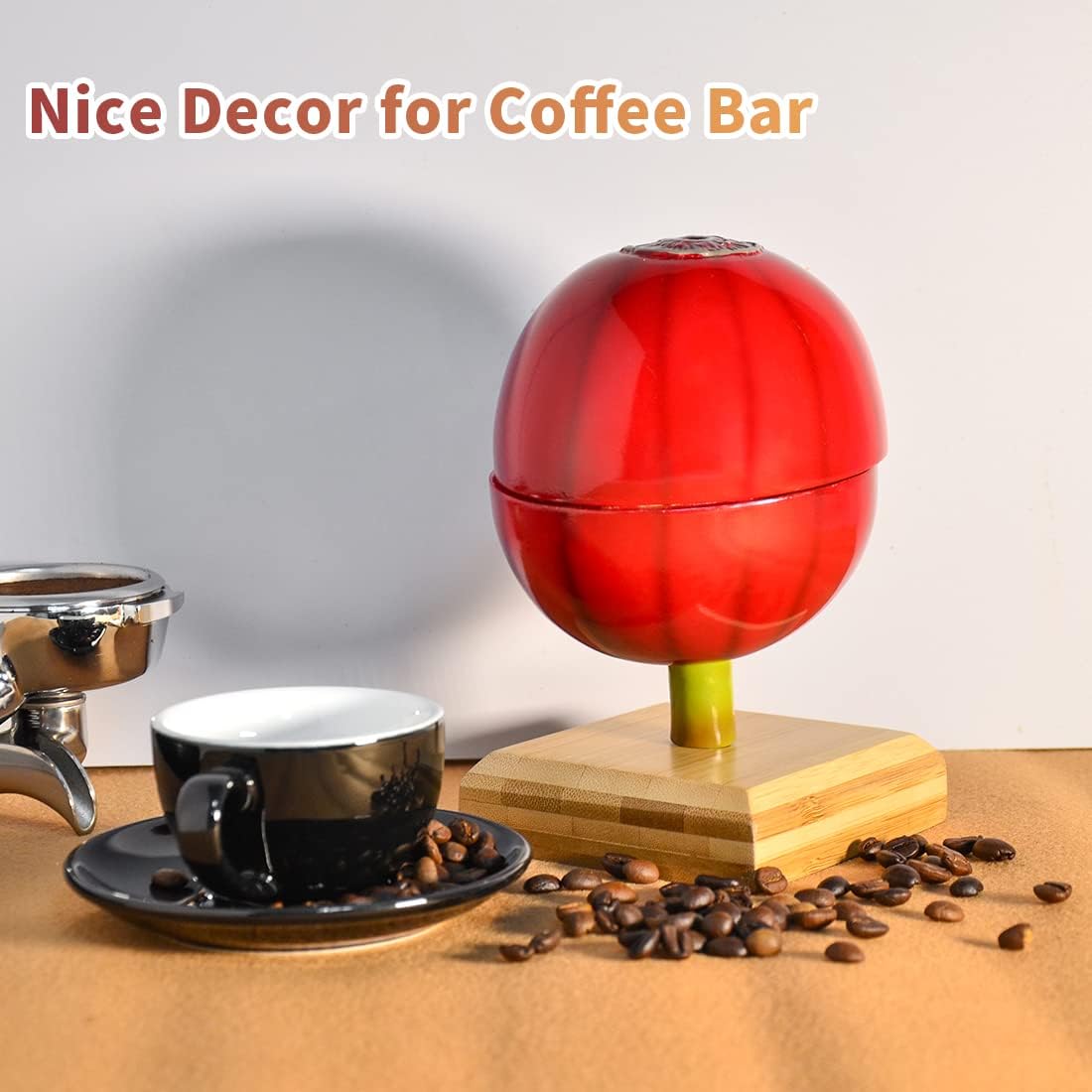 Artificial Coffee Bean Plant Tree for Crafts Coffee Table Decoration Coffee Bar Decor Accessories Tools Detachable Coffee Bean Model Resin Fake Fruit Coffee Bean with Bamboo Base for Coffee Bar