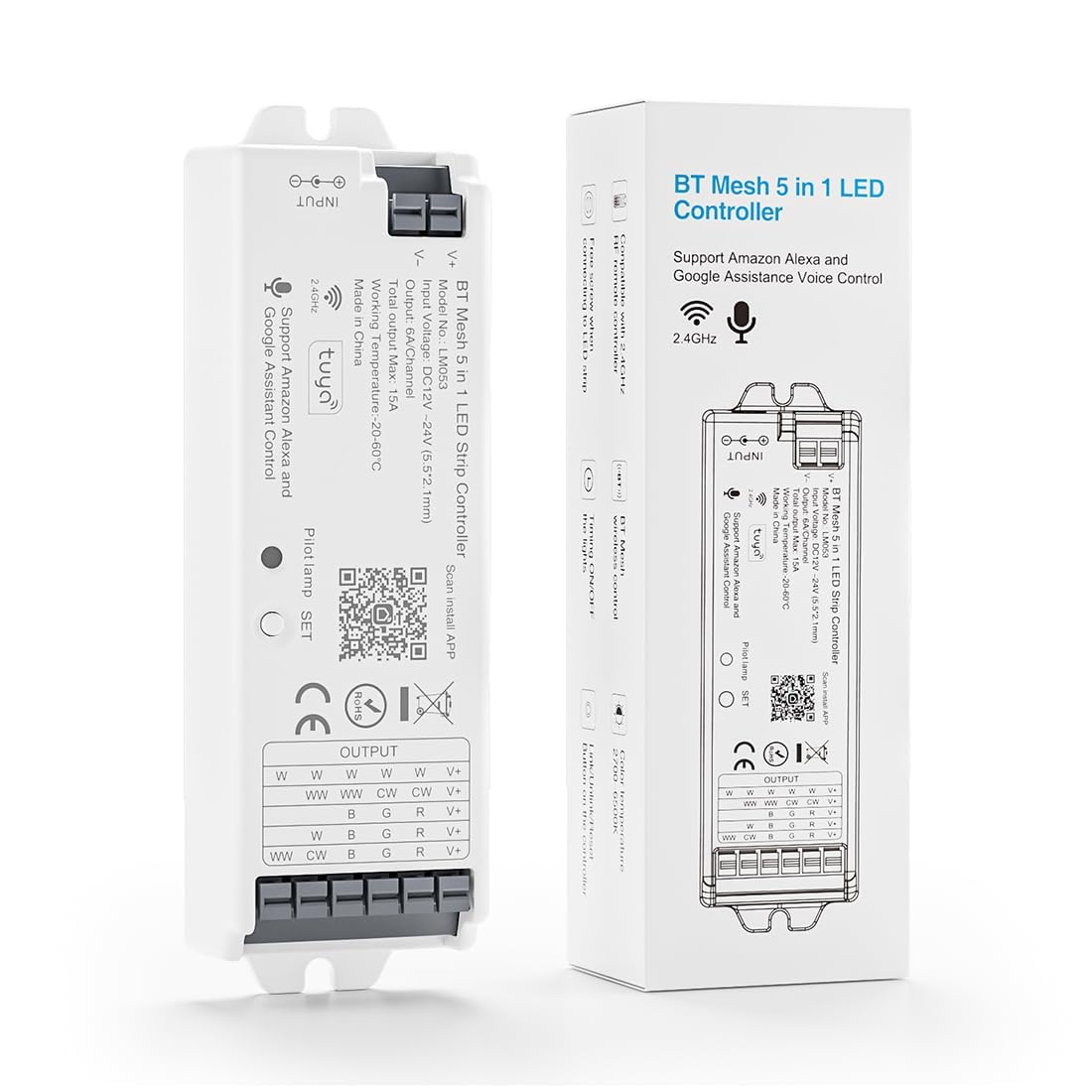 FCOB 5in1 LM053 Bluetooth Mesh PWM LED Controller SmartLife TuyaSmart APP Control for Dimming CCT RGB RGBW RGBCCT LED Strip Work with WR01RF WR02RF RC01RF RC02RF RC03RF RC04RF RC05RF RF Remote