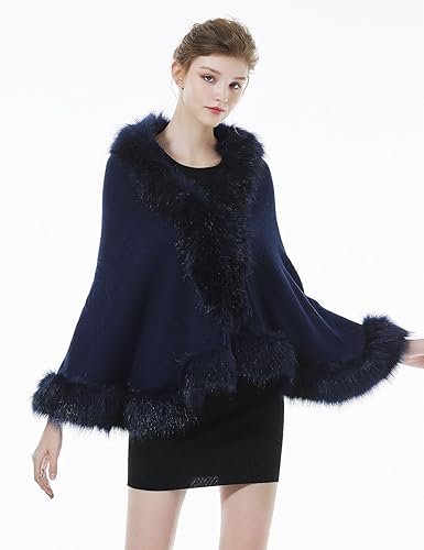 Miniatura 10 de BEAUTELICATE Faux Fur Shawl Wrap Stole Shrug Bridal Winter Wedding with Hook