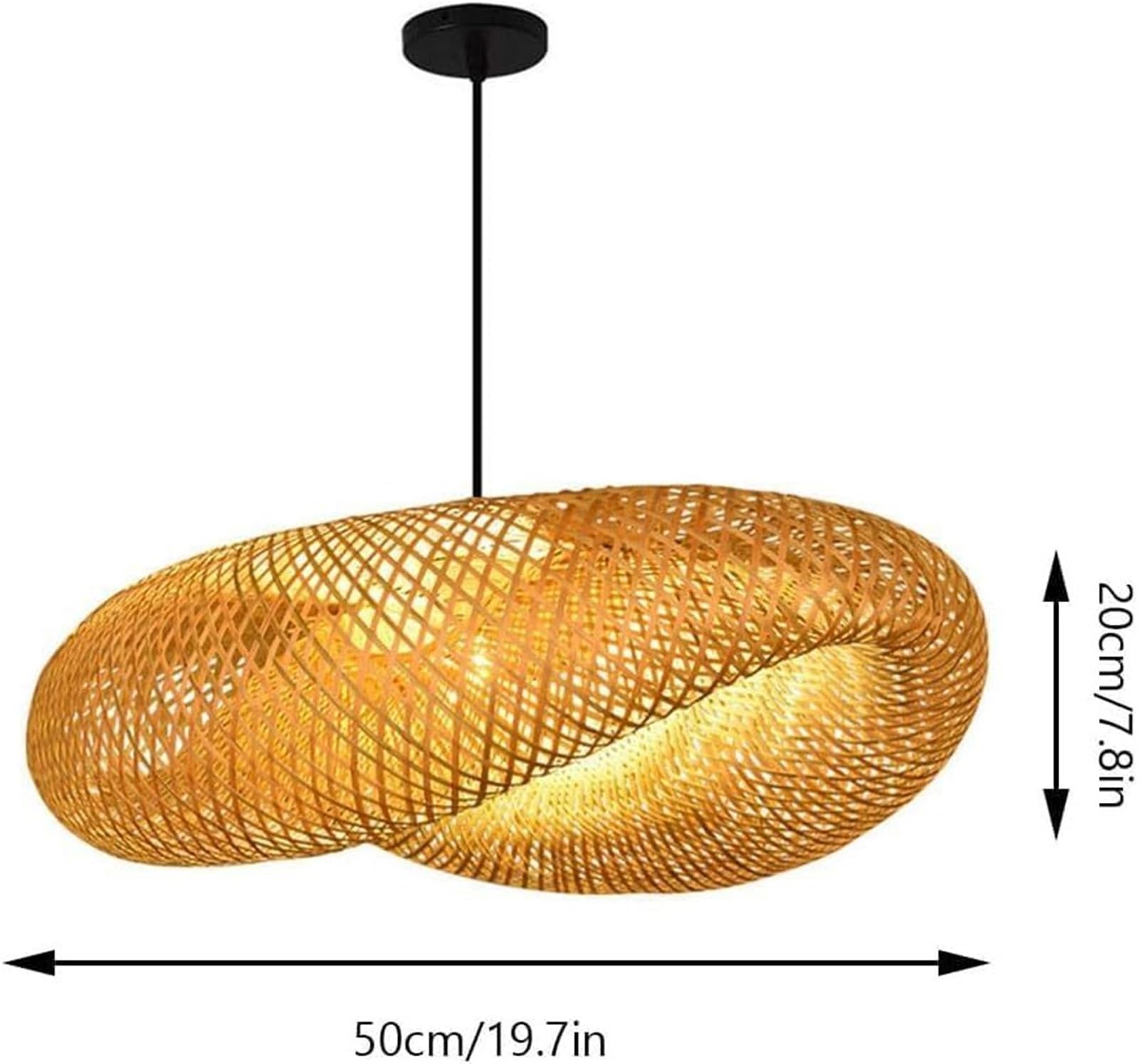 Lampada a Sospensione Ca con Paralume Cavo in Vimini Naturale, a Forma di Nido d'uccello, per Soggiorno, Lampada in Vimini