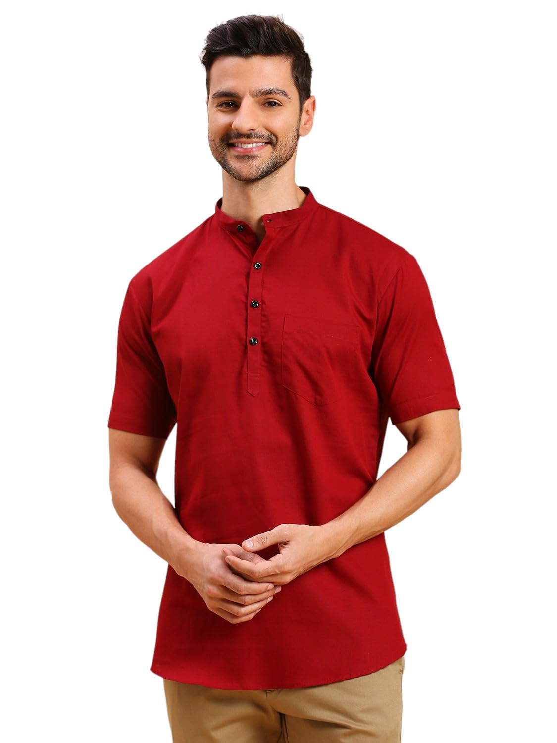 Men's Premium Linen Cotton Short Kurta-image-4