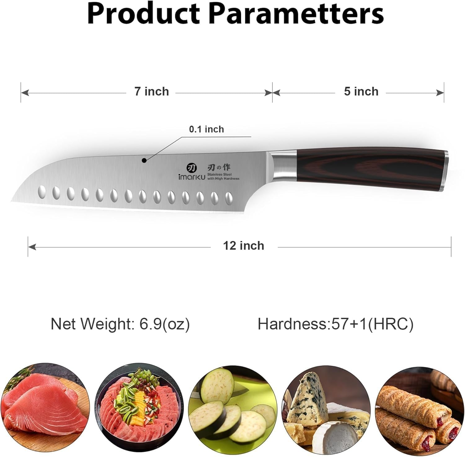 imarku Santoku Knife-Super Sharp Chef Knife Made of High Carbon Stainless Steel, Kitchen Knife with Ergonomic Handle, Great Sharp Knife on Christmas and Birthday for Her Him