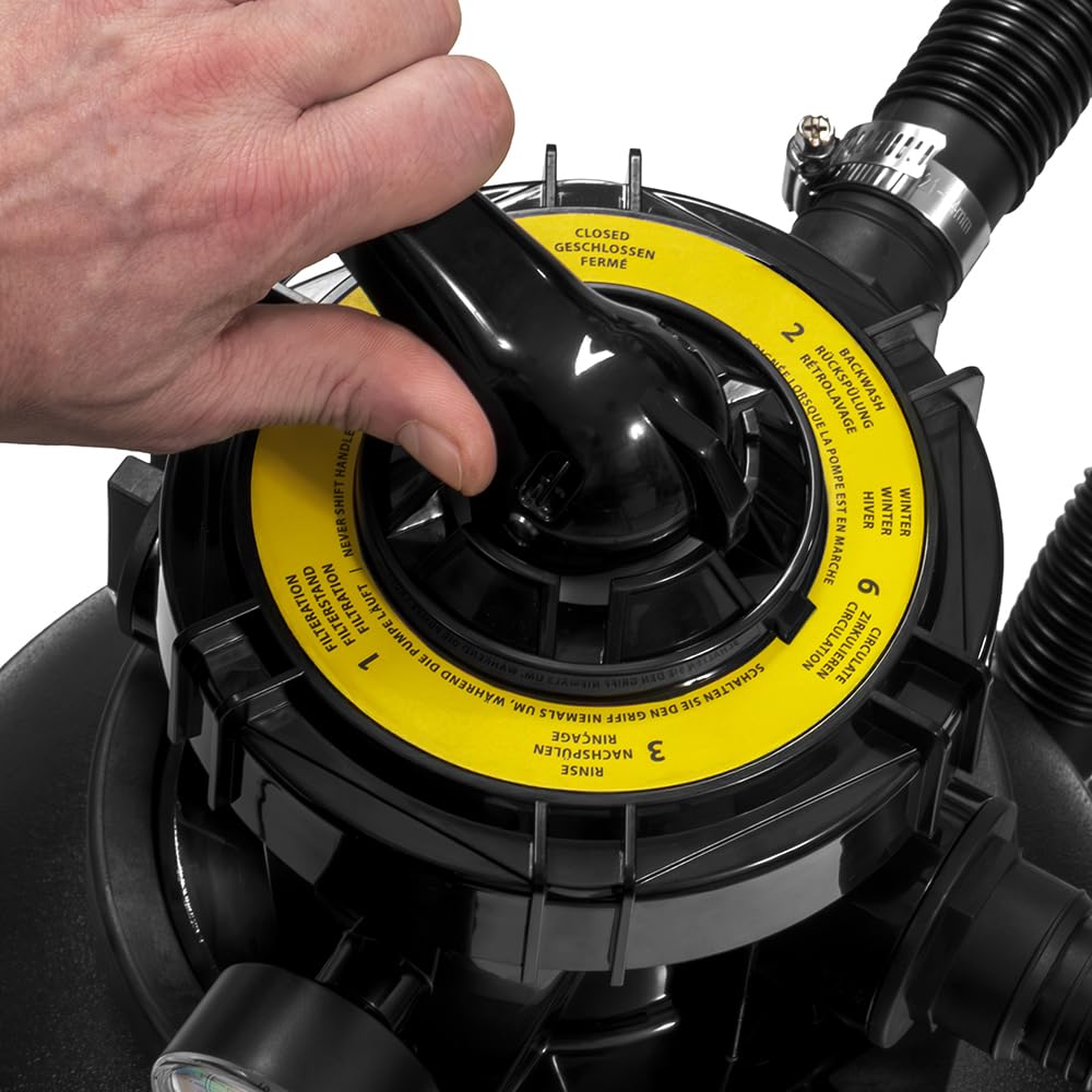 TROTEC Bomba de filtro de arena TSP 7900 E – Bomba de piscina con válvula de 7 vías, potencia de extracción de 7900 l/h, 250 W, para arena, vidrio filtrante y bolas de filtro, potente sistema de