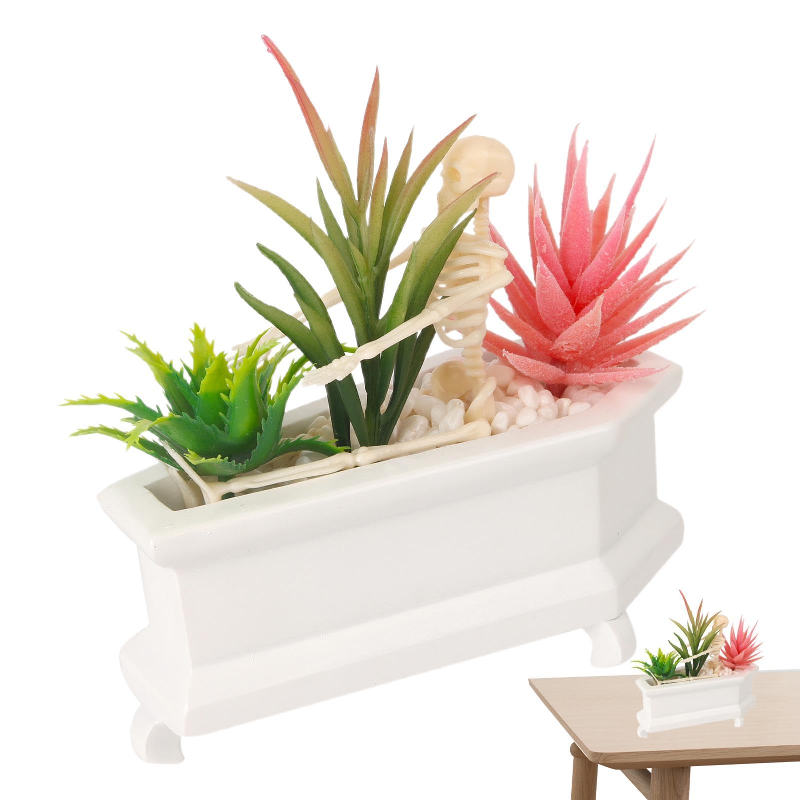 Maceta para suculentas de esqueleto ideal para decorar el escritorio de tu dormitorio