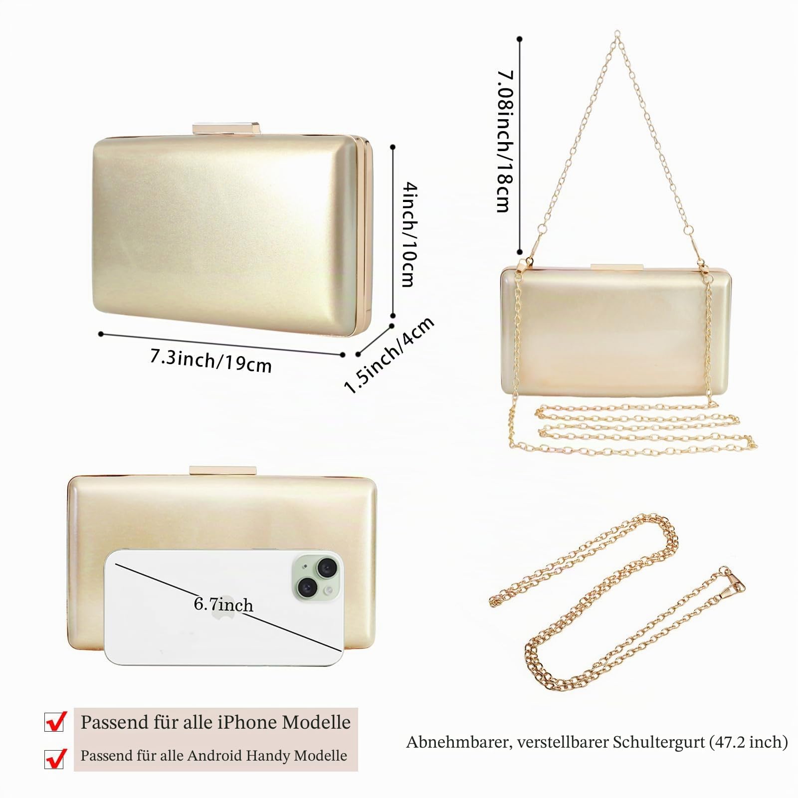 Damen Abend Clutch Geldbörsen Lackleder Clutches Formelle Party Hochzeit Cocktail Ballbörse Handtaschen