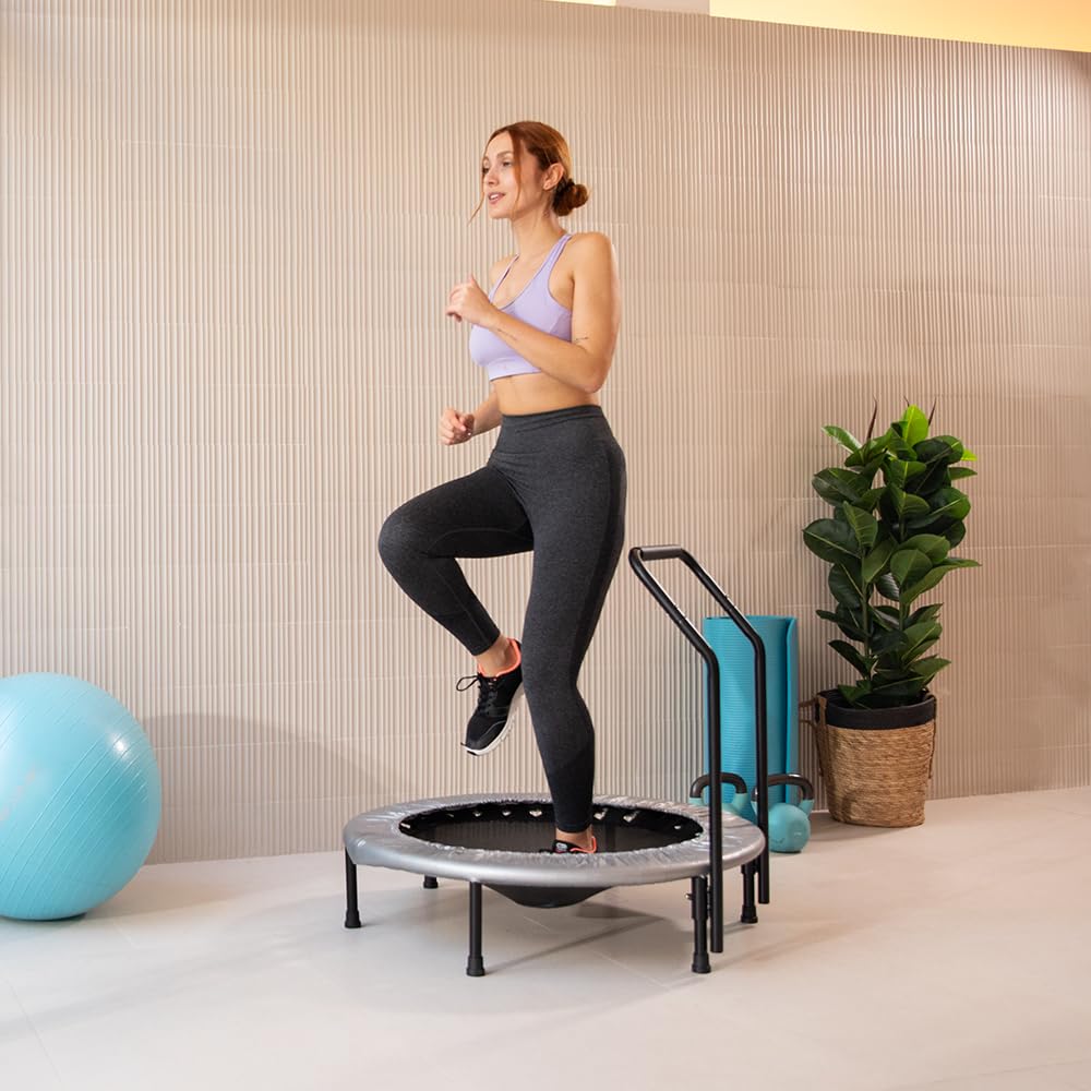 Cecotec Trampolín de Fitness Adultos Ø 92-127cm Desmontable y Plegable Drumfit Jump. Cama Elástica de 92 y 127cm, Base de 6-7 Patas, Peso Máximo 100Kg