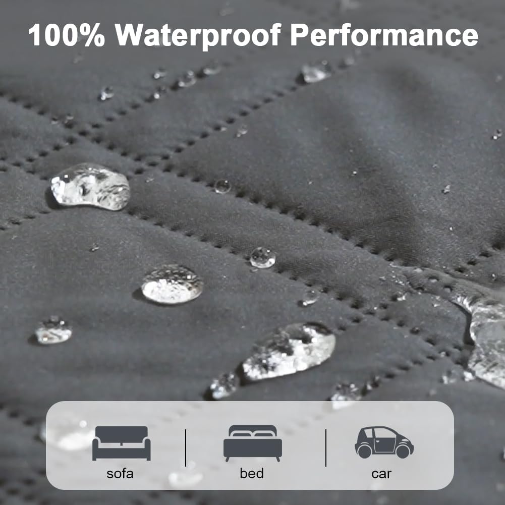 DUJUIKE Copridivano impermeabile, Coperta 100% impermeabile per cani, telo impermeabile divano, Copriletto impermeabile per cani,gatti, fondo antiscivolo (Grigio, 208-260cm(1 Pack))