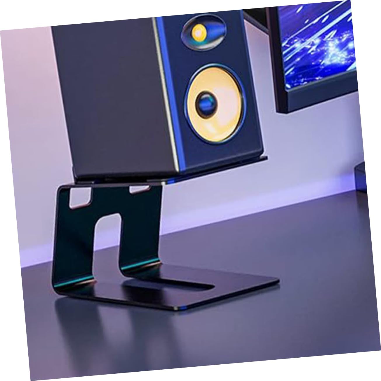 VANZACK Desktop Speaker Stand Metal Rack for Computer Speakers Durable Elevated Design for Clutter Workspace Compatible with Various Desktop Models Sturdy Easy Installation