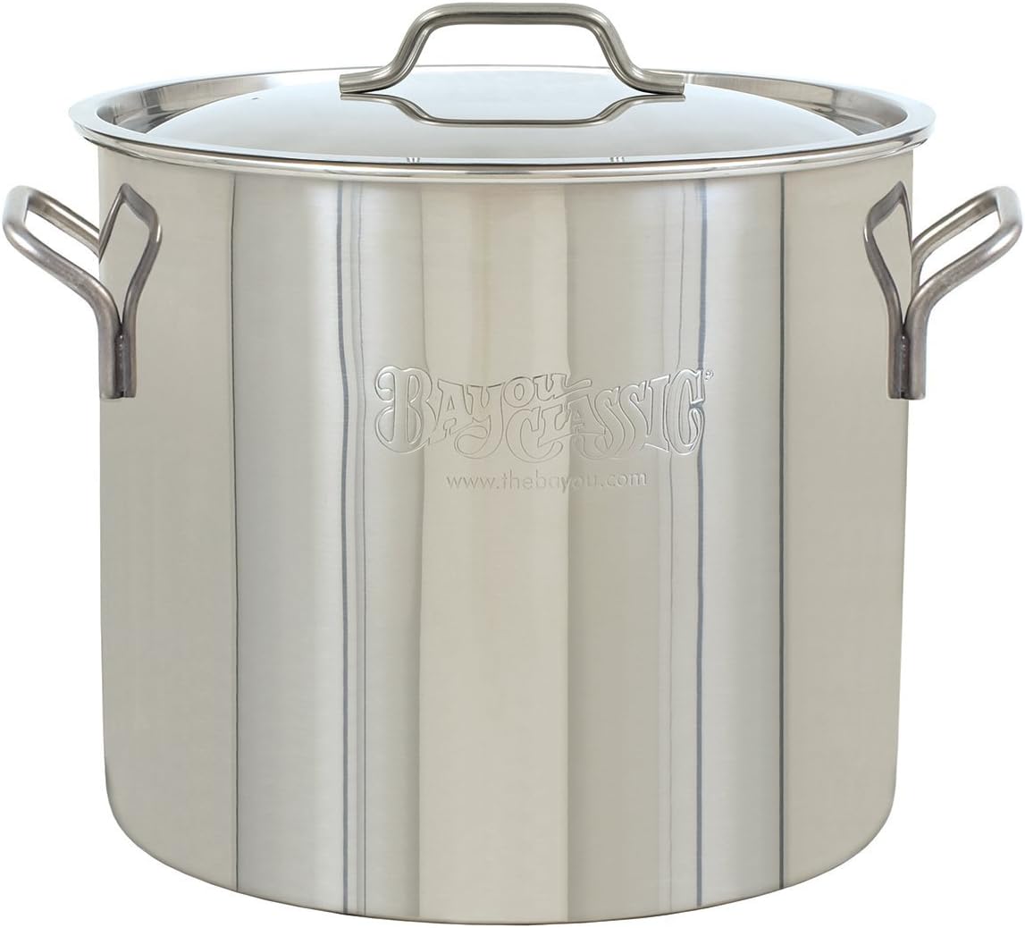 Bayou Classic Stainless Steel Brew Kettle Stockpot with Lid - 40 Quart, Model 1440