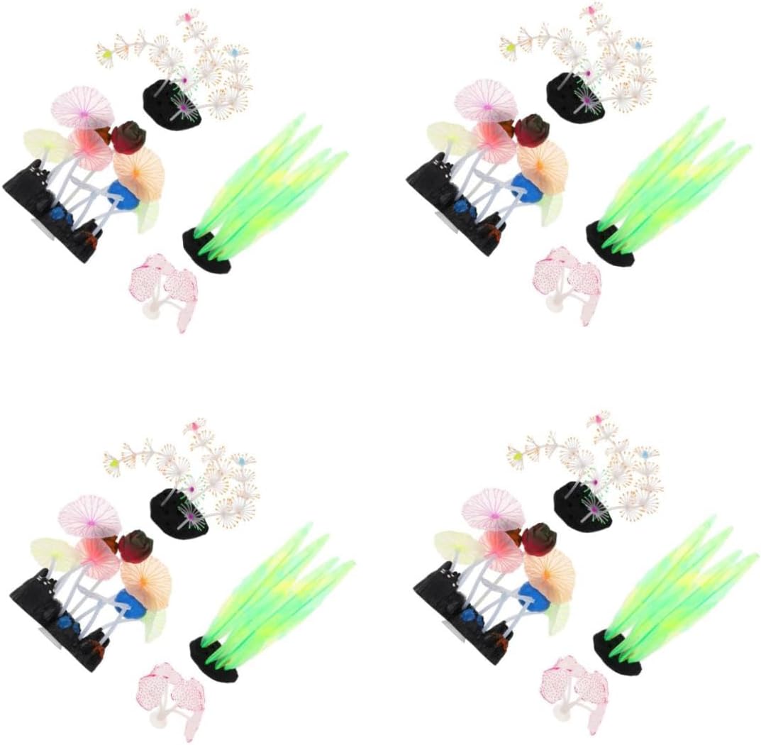 5sets Artificial Fish Tank Decoration Green Ornaments Fish Tank Accessories Faux Plant Artificial Green Water Plants Coral Reef Decor Simulation Aquarium Plant