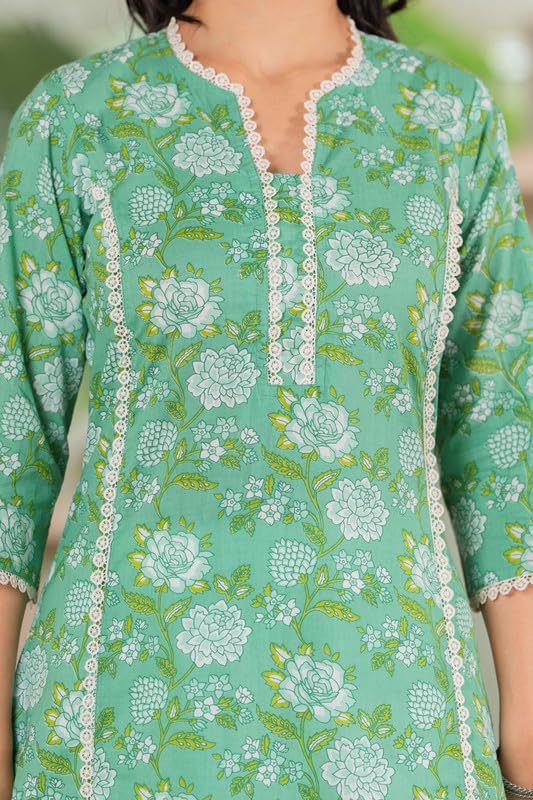 Image of Women's Pure Cotton Floral Printe Straight Single Kurti