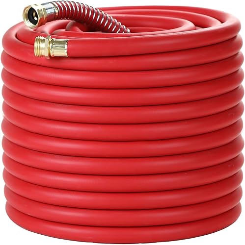 Miniatura 38 de Manguera de jardín de 100 pies x 3/4 pulgadas, manguera de goma resistente, manguera de agua con trenzado de cinco capas, accesorios macho hembra,