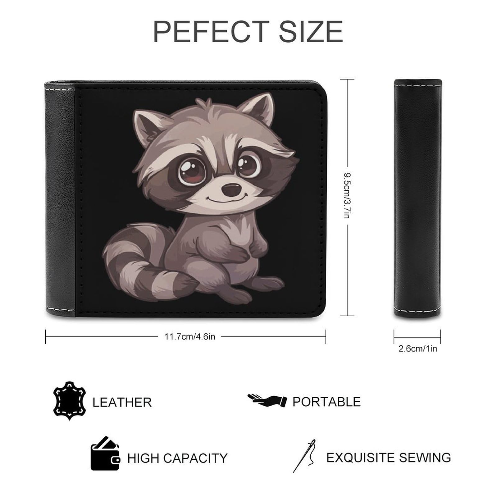 Raccoon Funny Men's Slim Bifold Wallet with Multiple Card Slots Front Pocket Purse