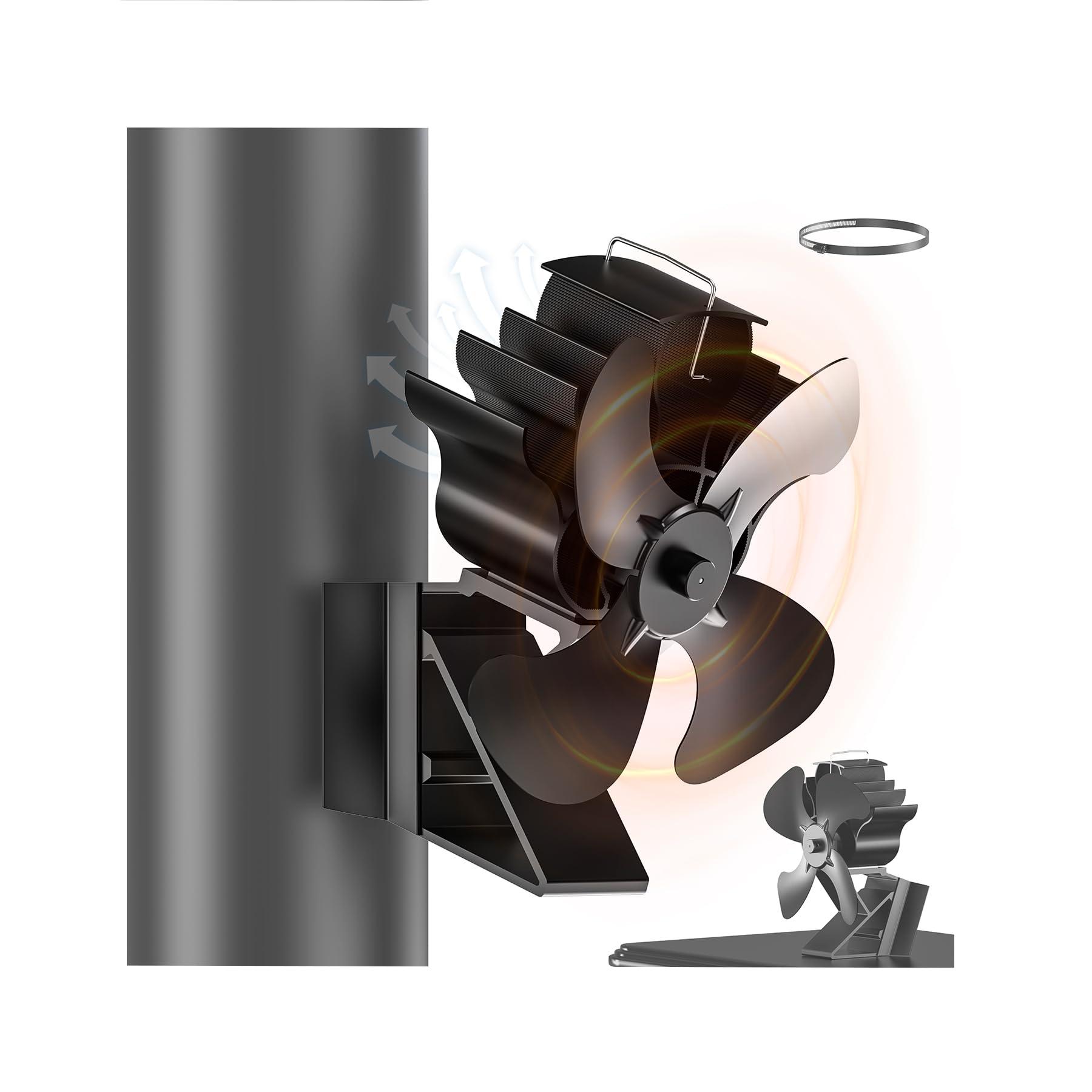 ventilador estufa leña, ventilador chimenea para estufa de leña, 2 en 1 silencioso ventilador chimenea leña sin electricidad,de leña para madera, leña, repuesto