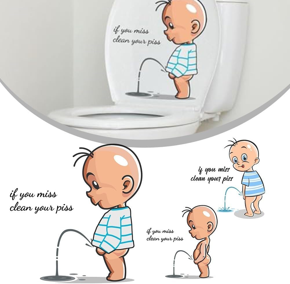 Funny For Bathroom Stickers For Toilet Lid, Cartoon PVC Decals, Waterproof And Removable, Creative For Bathroom Decoration(6#)